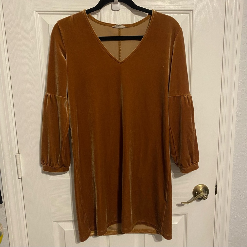 Madewell Mustard Yellow Velvet V-Neck Shift Dress – Size XS - Item 0061